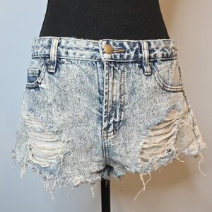 Forever 21 Distressed Light Blue Jean Shorts
